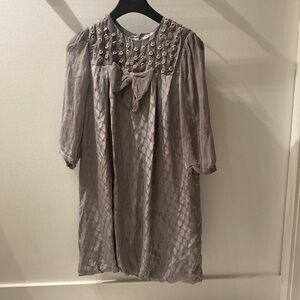 BY MALENE BIRGER grey silk beaded mini dress size 36